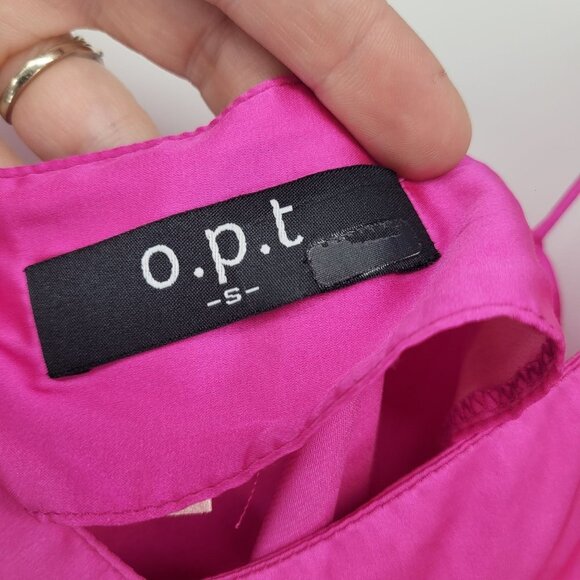 O.p.t. womens small pink Dona satin slip maxi dress polyester blend barbie - Picture 3 of 14